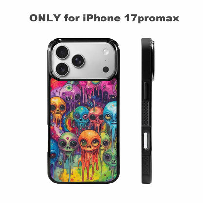 iPhone 17 Pro Max Case — Melting Aliens Pattern Alien Scifi, Original Design Phone Case