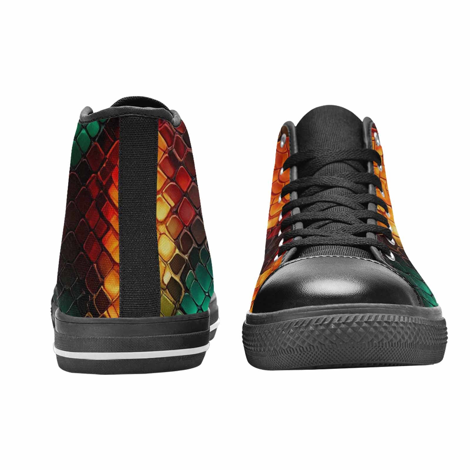 MEN'S Dark Snake Print High Top Canvas Vibrant Chaos Custom Sneakers