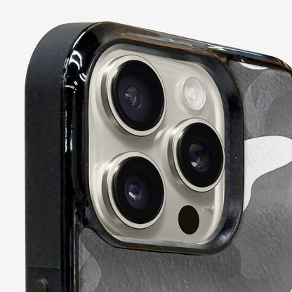 iPhone 16 Pro Max Case — Grey Camo Print, Personalized Phone Case
