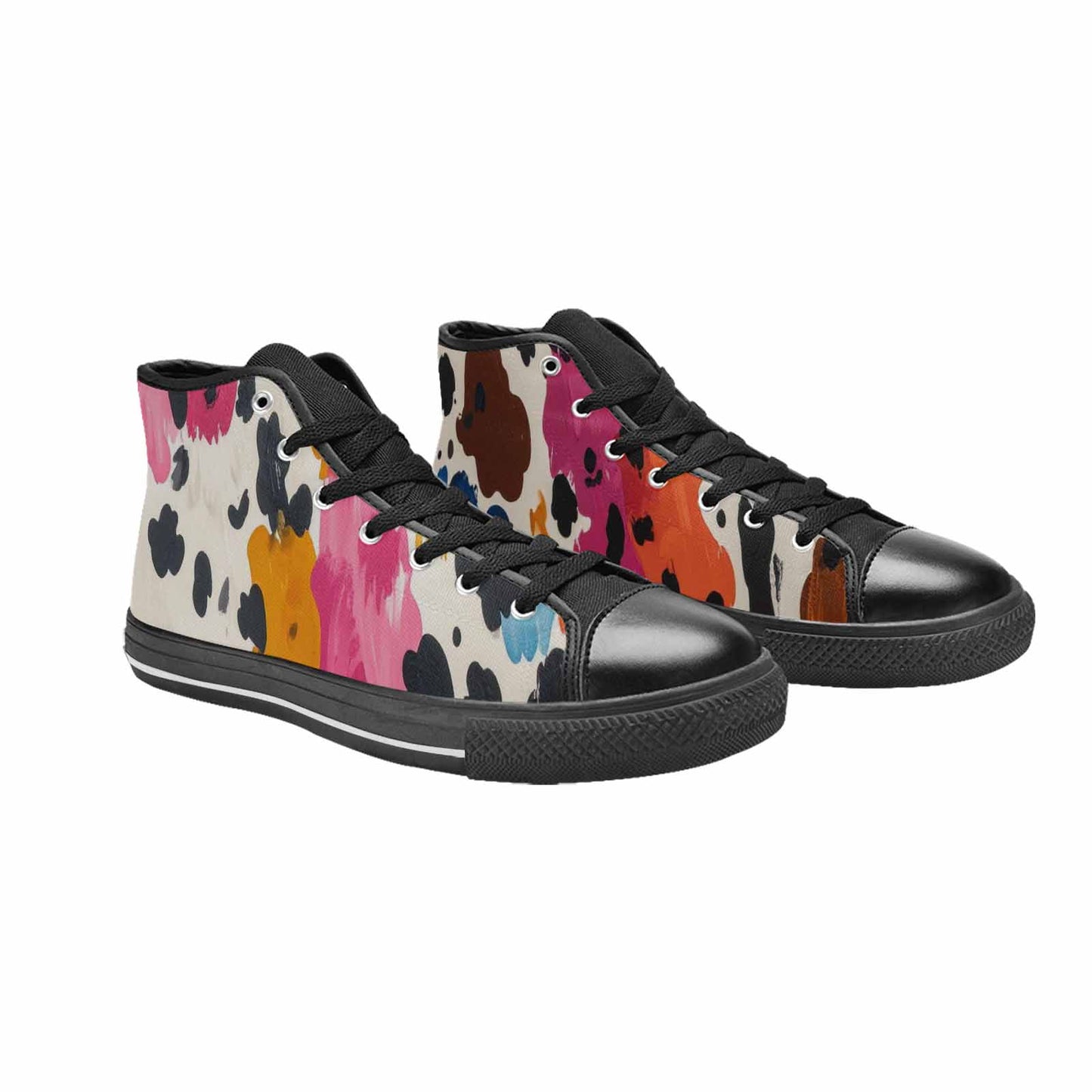 MEN'S Cow Animal Print High Top Canvas Vivid Sneakers