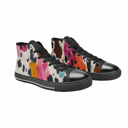 MEN'S Cow Animal Print High Top Canvas Vivid Sneakers