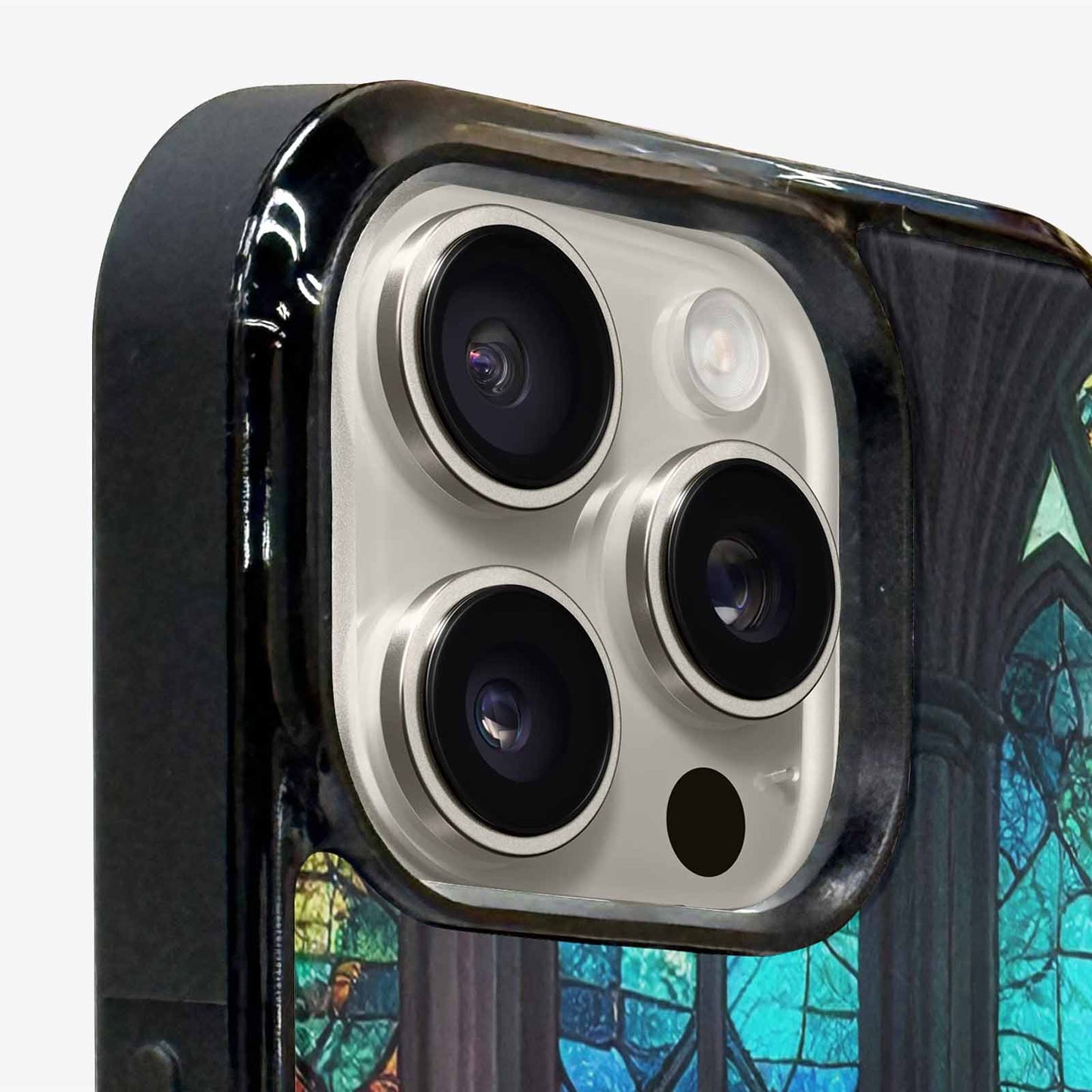 iPhone 15 Pro Max Case — Stained Glass Window Pattern Seamless Repeat, Custom Printed Phone Case