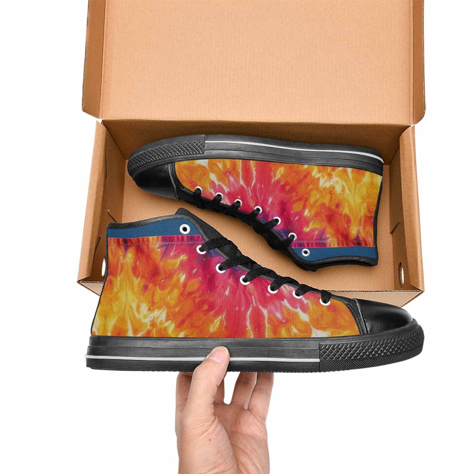 MEN'S Tie Dye Mixed Style High Top Canvas Neon Fantasy Custom Sneakers