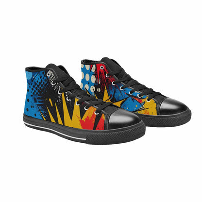 MEN'S Comic Book Halftone High Top Canvas Surreal Custom Shoes