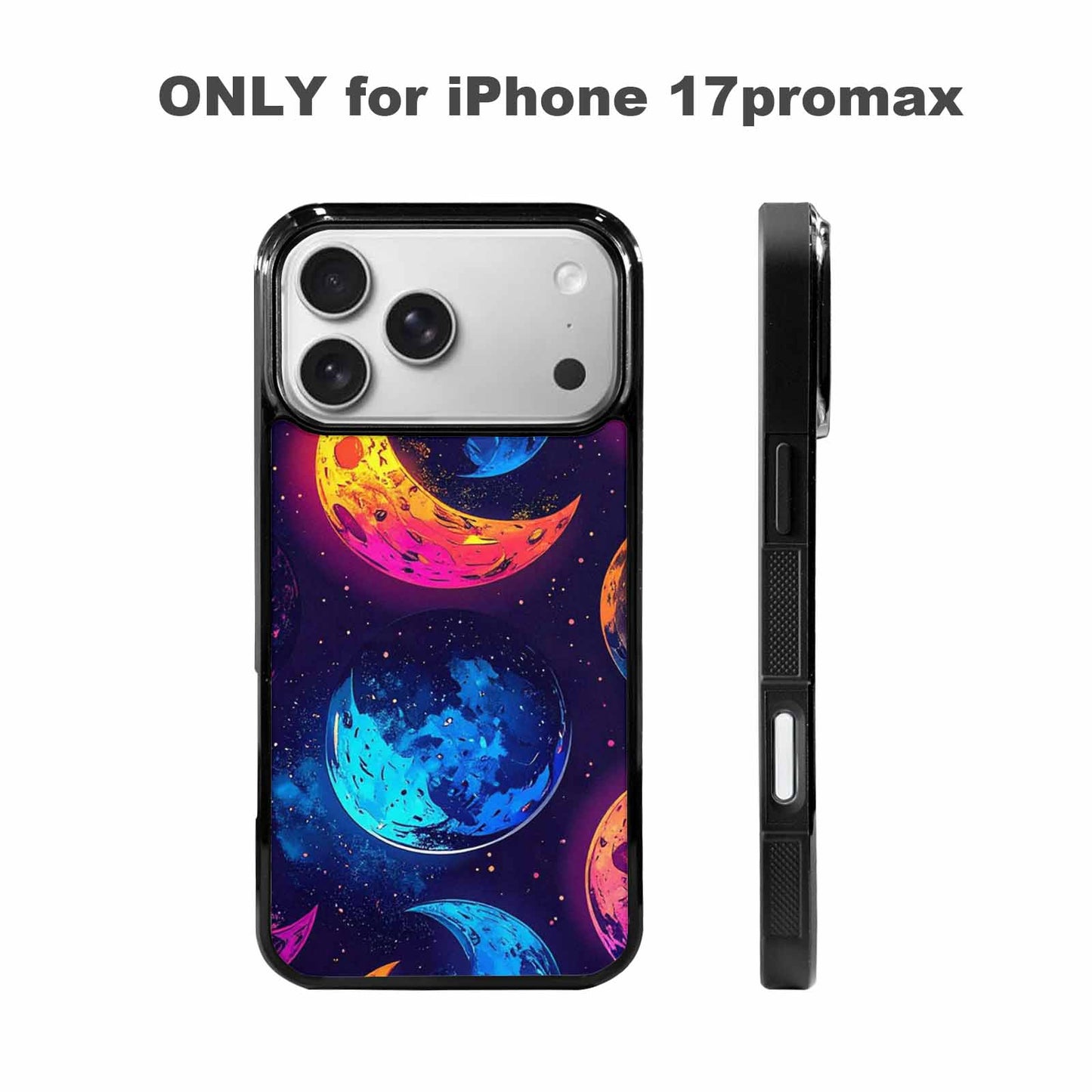 iPhone 17 Pro Max Case — Neon Winter Moon Cartoon Cute, Custom Printed Phone Case