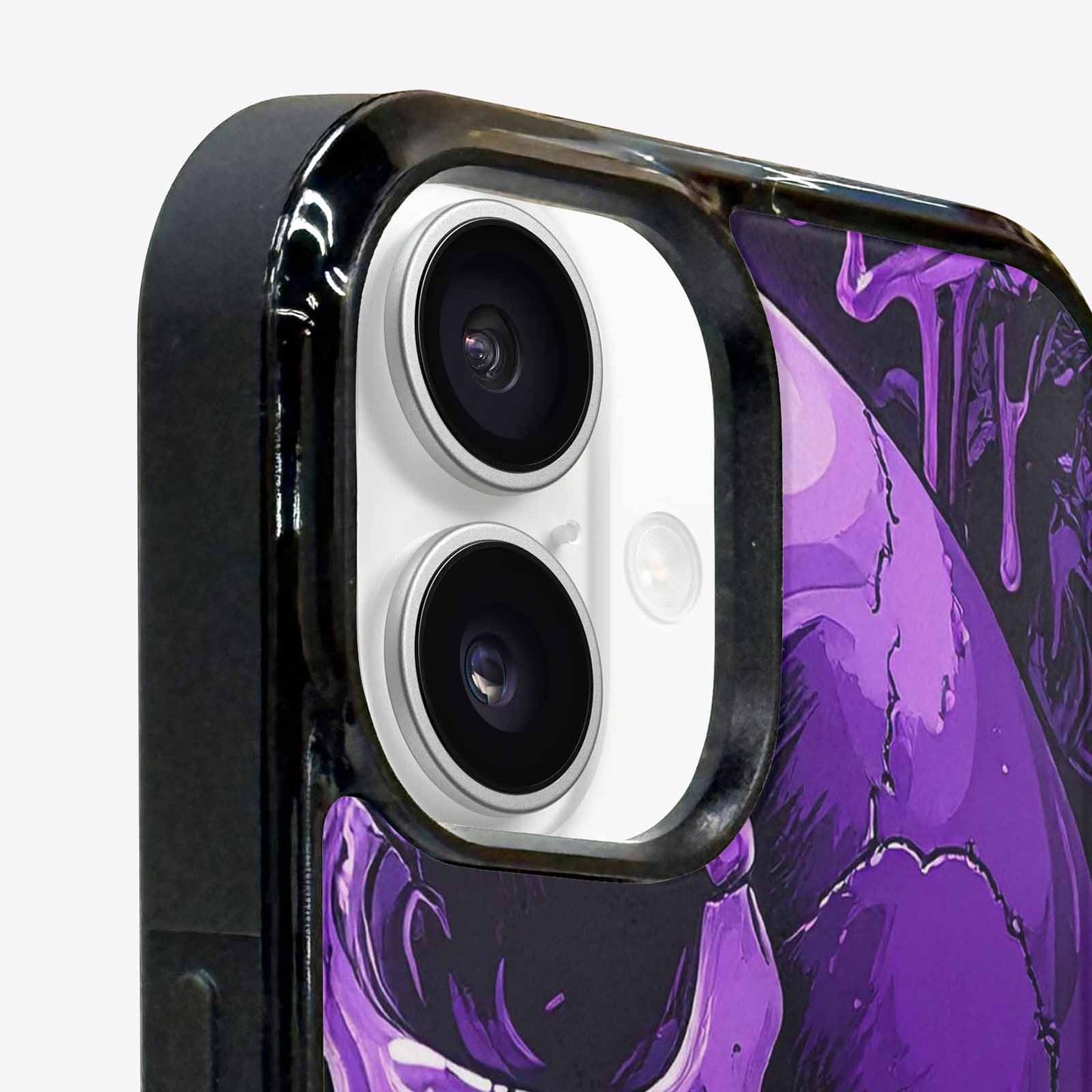 iPhone 16 Plus Case — Monochrome Purple Skeletons Neon Drip Melting, Custom Made Phone Cover