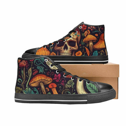 MEN'S Mushrooms And Skulls High Top Canvas Dark Academia Shoes