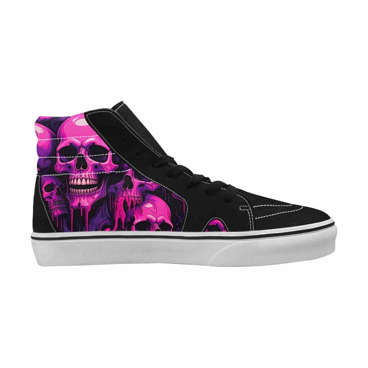 MEN'S Pink + Purple Skeletons High Top Canvas Wallpaper Art Sneakers