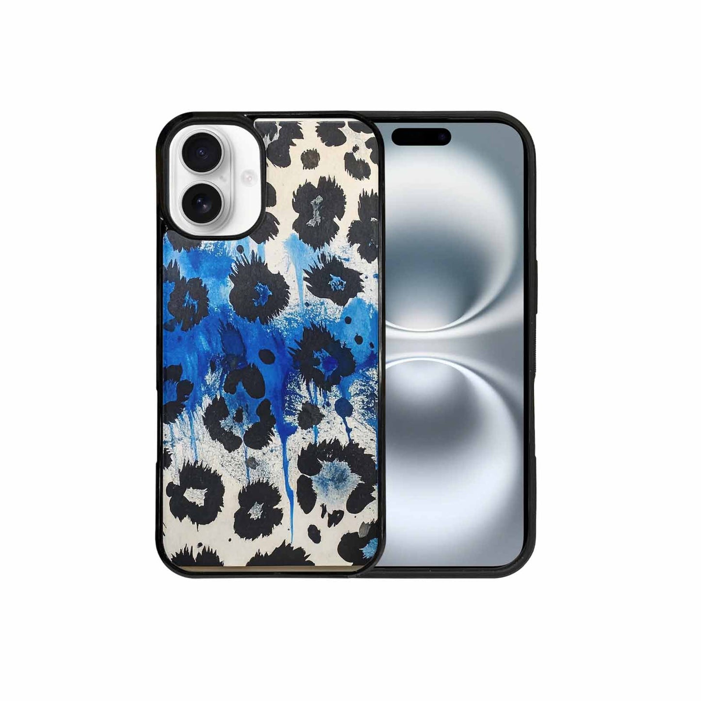 iPhone 16 Plus Case — Animal Print Black Blue Ink Animal, Custom Art Phone Cover