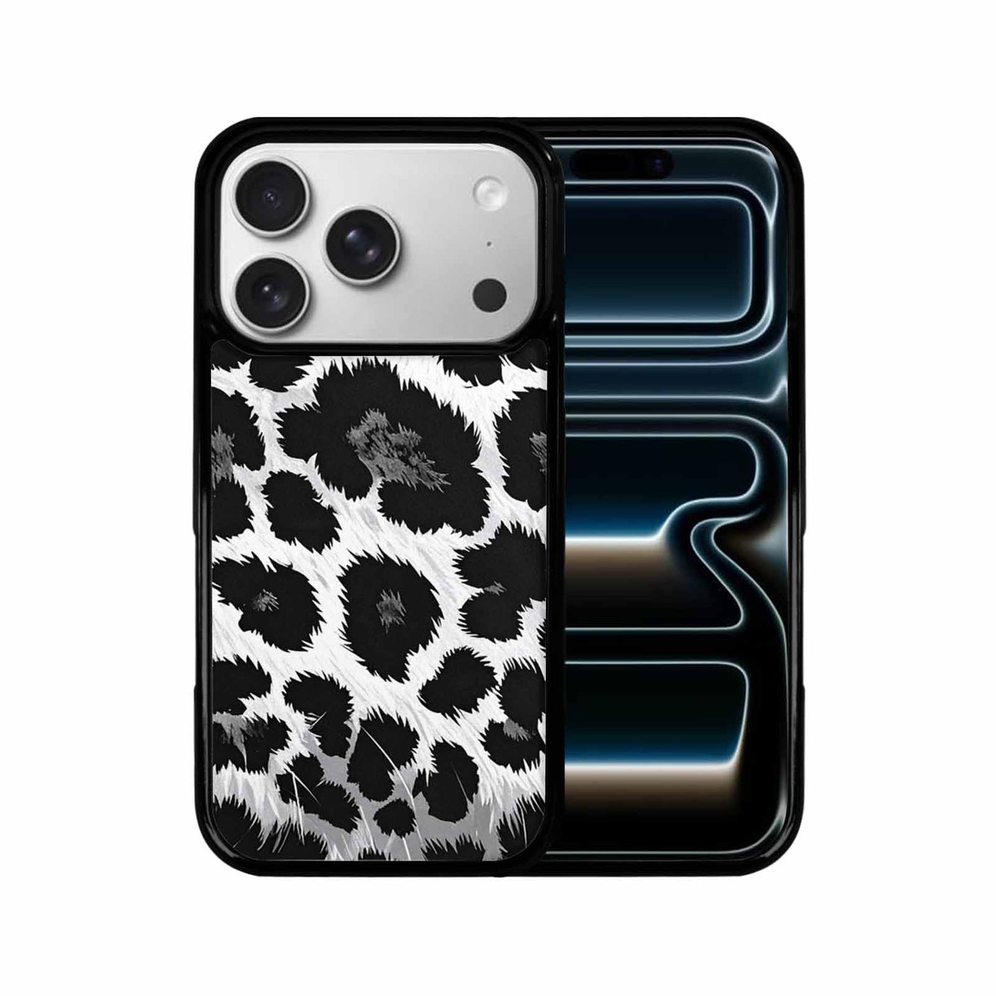 iPhone 17 Pro Case — Leopard Print Black And White Animal, Custom Printed Phone Case