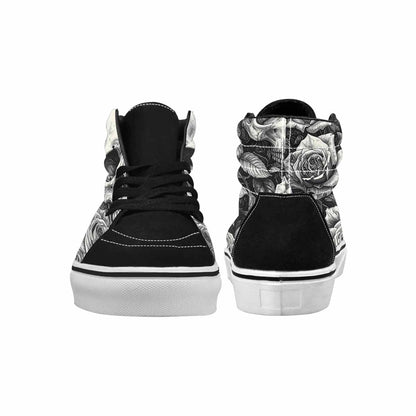 WOMEN'S Skulls Roses Pen Ink High Top Canvas Grunge Shoes