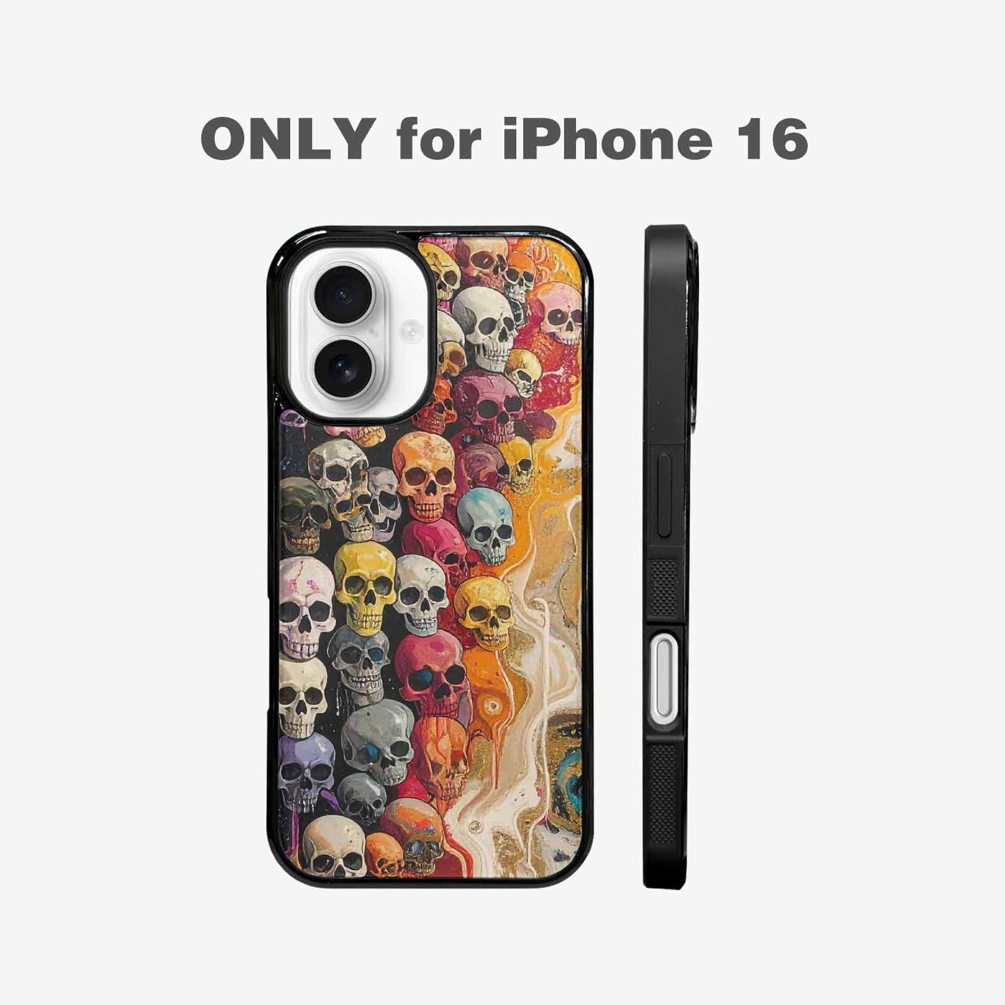 iPhone 16 Case — Skulls Marbleskulls Pattern, Custom Print Case Cover