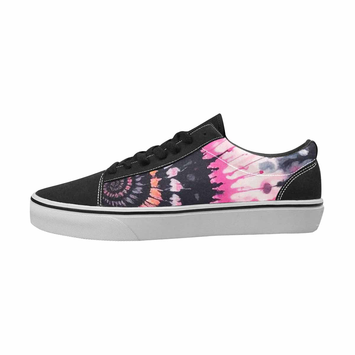 MEN'S Tie Dye Black & Pink Ink Canvas Custom Design Kaleidoscope Sneakers