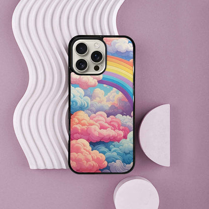 iPhone 16 Pro Max Case — Cloud And Rainbow Burst Pattern Hundreds, Personalized Phone Case