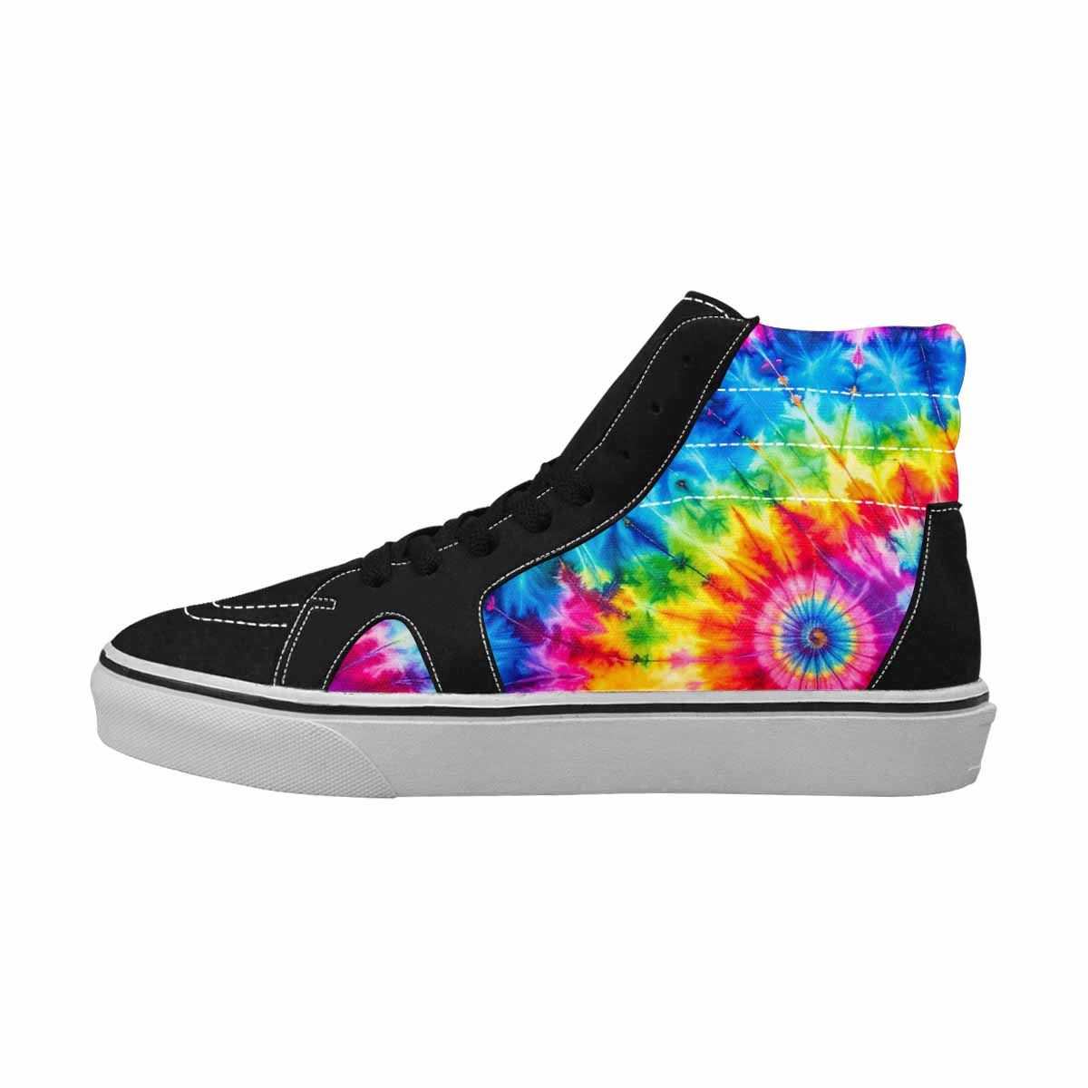 WOMEN'S Tie Dye Acid Wash Color High Top Canvas Vibrant Chaos Custom Sneakers