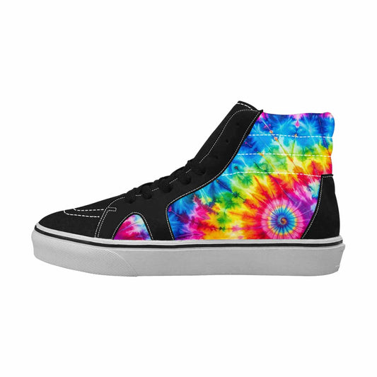 WOMEN'S Tie Dye Acid Wash Color High Top Canvas Vibrant Chaos Custom Sneakers