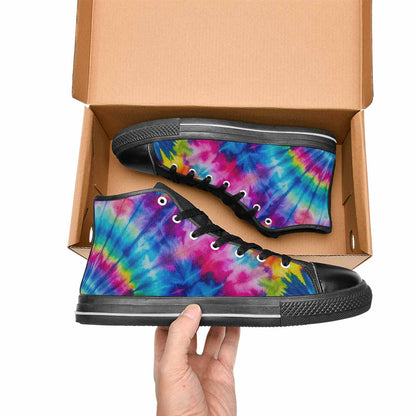 MEN'S Tie Dye Acid Wash Color High Top Canvas Vibrant Chaos Shoes