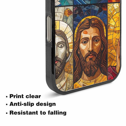 iPhone 15 Pro Max Case — Jesus Face Small Cross And Faith, Custom Art Phone Cover