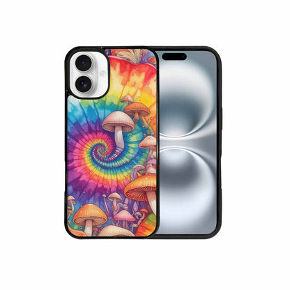 iPhone 16 Plus Case — Mushrooms Tie Dyemushrooms Pat 3w3, Custom Art Phone Cover