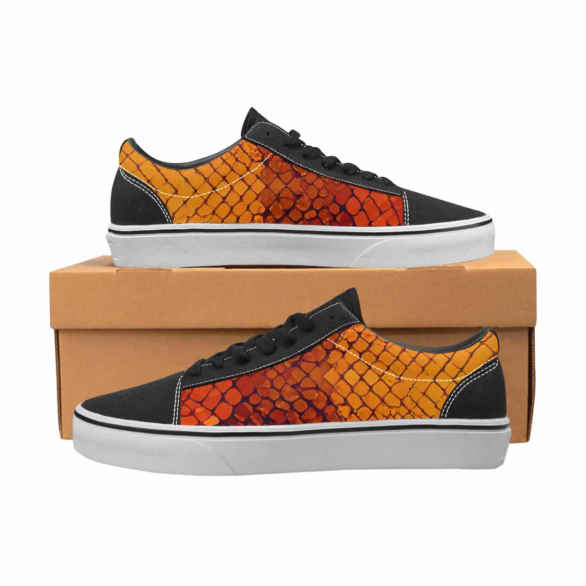 WOMEN'S Dark Snake Print Canvas Lace-Up Vivid Custom Sneakers