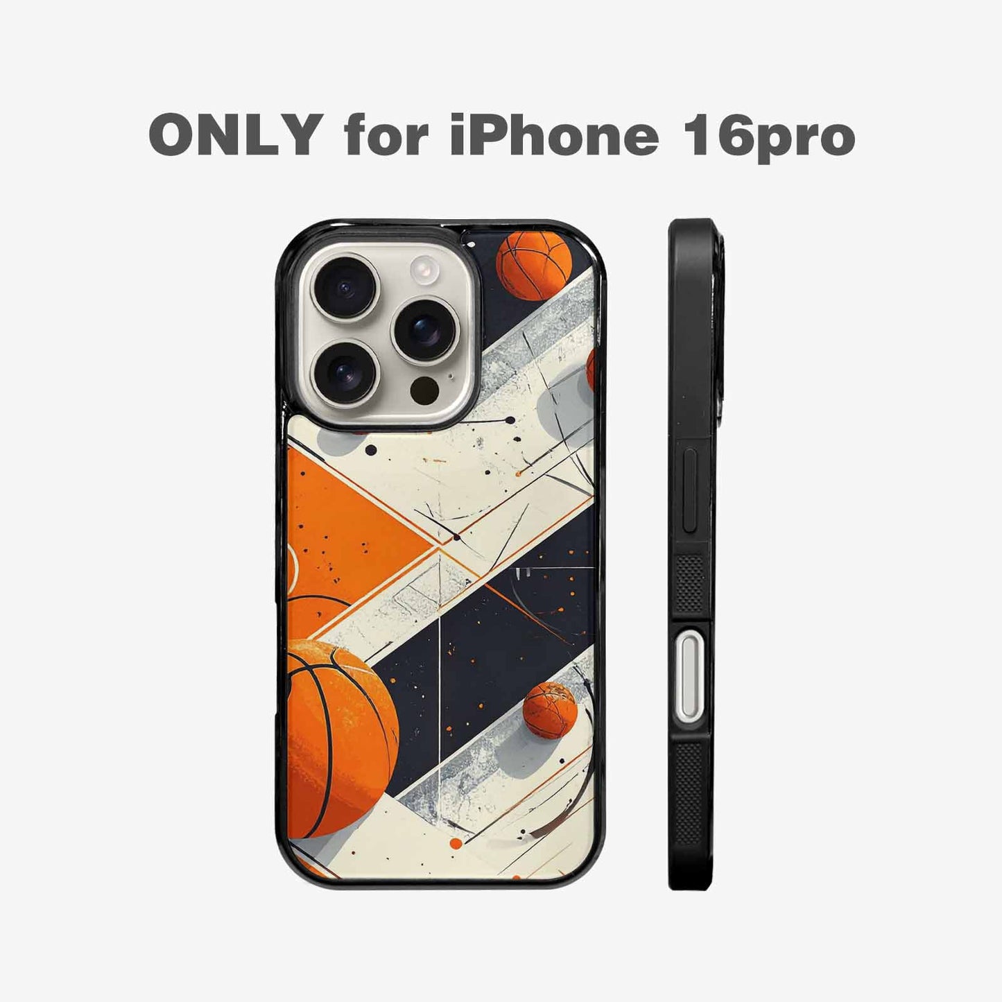 iPhone 16 Pro Case — Basketball Pattern Court Lines And Balls, Custom Printed Phone Case