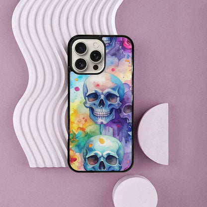 iPhone 16 Pro Max Case — Kulls Watercolor Skulls Small Skull Pattern, Customized Protective Case
