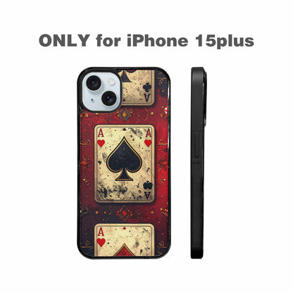 iPhone 15 Plus Case — Playing Card Suits Pattern Poker Chips, Personalized Phone Case
