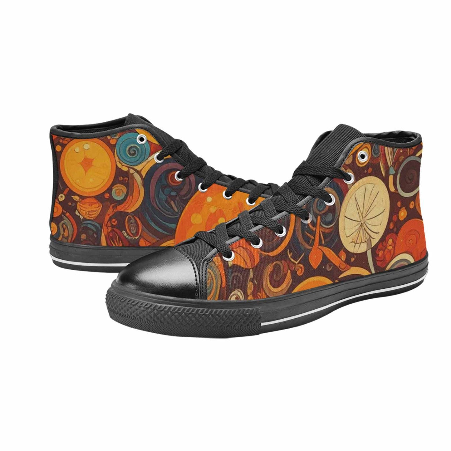 MEN'S Groovy 70S Peace High Top Canvas Wallpaper Art Shoes