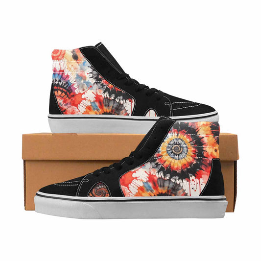MEN'S Tie Dye Black & Red Ink High Top Canvas One Of A Kind Grunge All Over Print Shoes