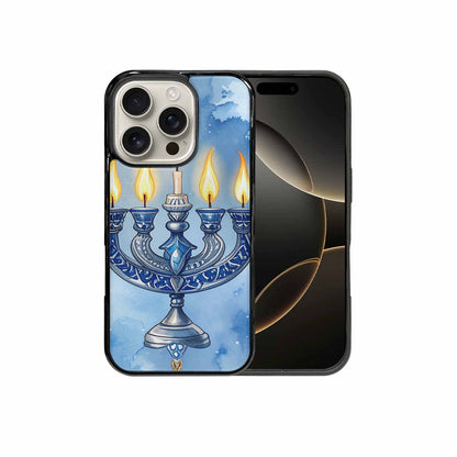 iPhone 16 Pro Case — Hanukkah Menorah Pattern Seamless Repeat Jewish, Unique Phone Case Design