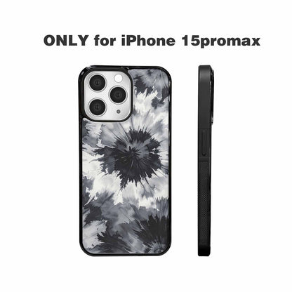 iPhone 15 Pro Max Case — Tie Dye Black And Gray Blended, Custom Print Case Cover