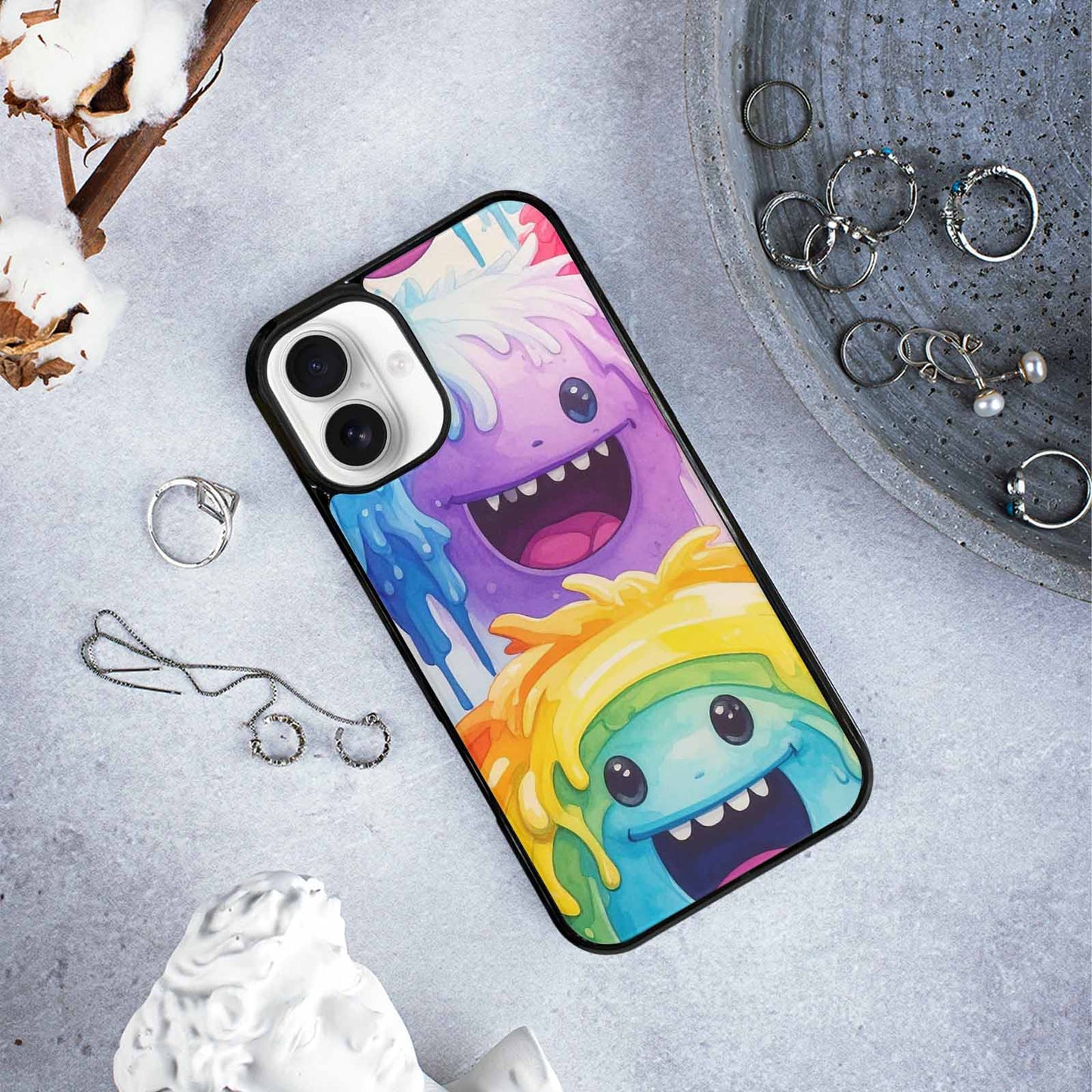 iPhone 16 Plus Case — Rainbow Sherbet Monster, Custom Print Case Cover