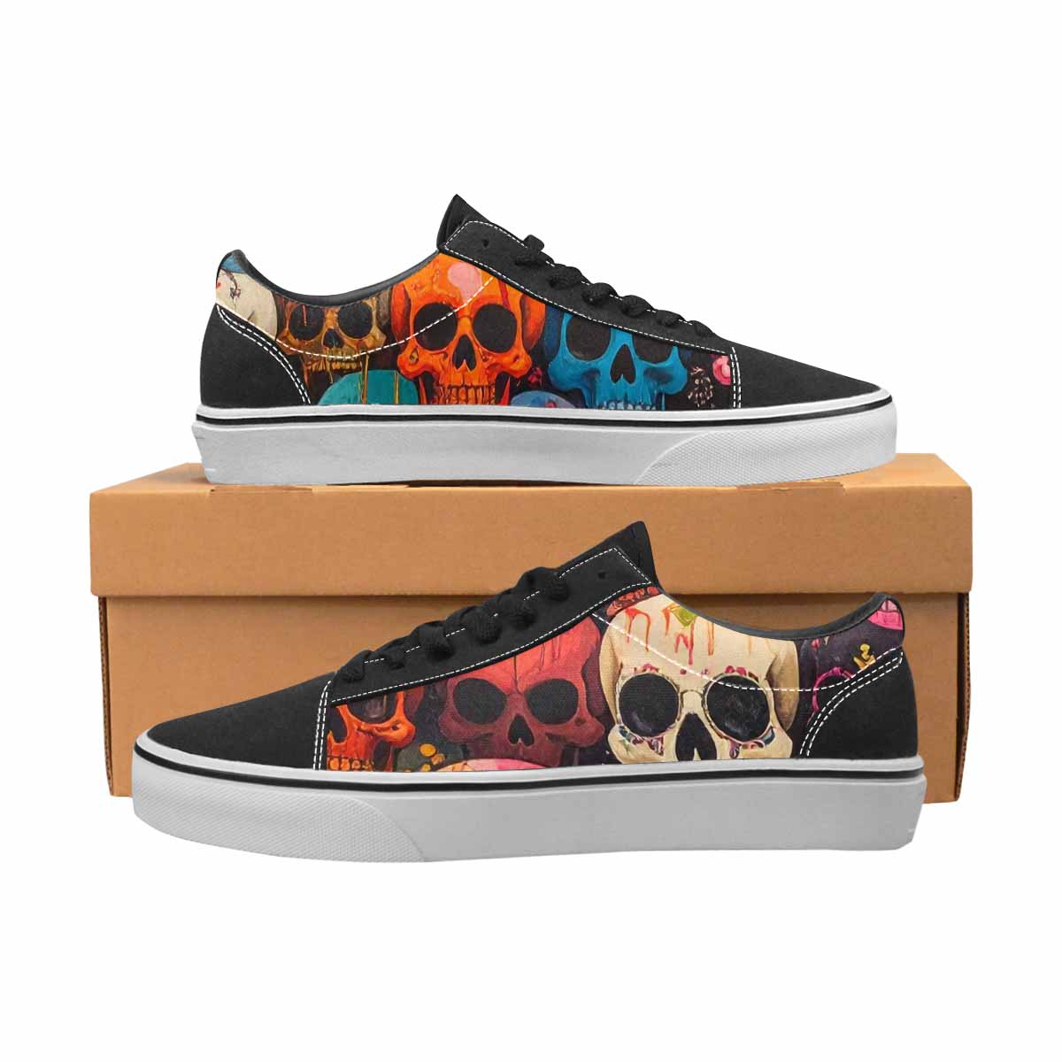 WOMEN'S Skulls (general) Skulls Lace-Up Canvas Surreal Shoes