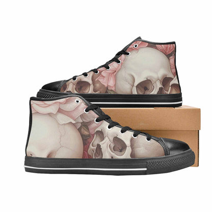 WOMEN'S Skulls Roses Soft Airbrush High Top Canvas Aesthetic Sneakers