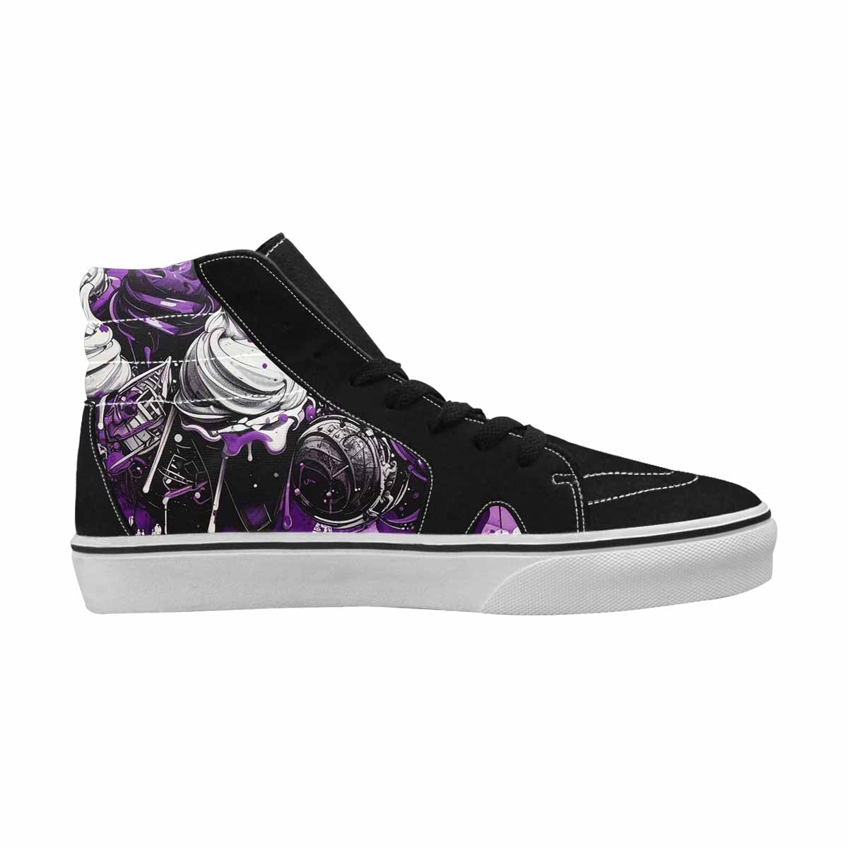MEN'S Ice Cream Motif High Top Canvas Vibrant Chaos Custom Sneakers