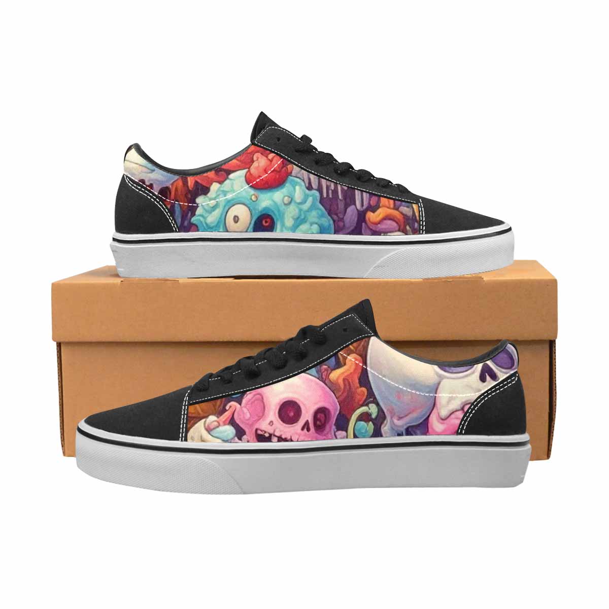 WOMEN'S Ice Cream Monsters  Lace-Up Canvas Neon Fantasy Custom Shoes