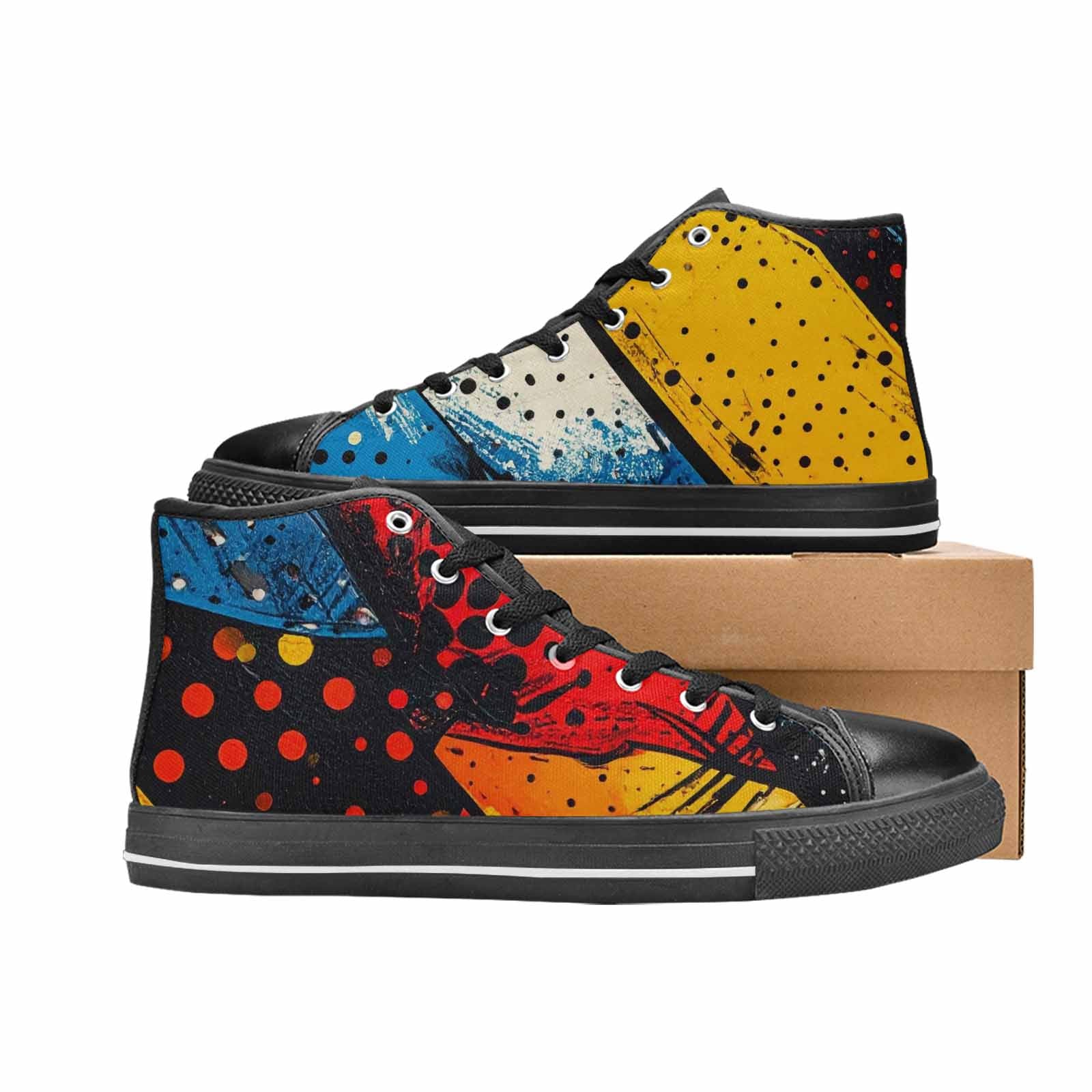 MEN'S Comic Book Halftone High Top Canvas Wallpaper Art Custom Shoes