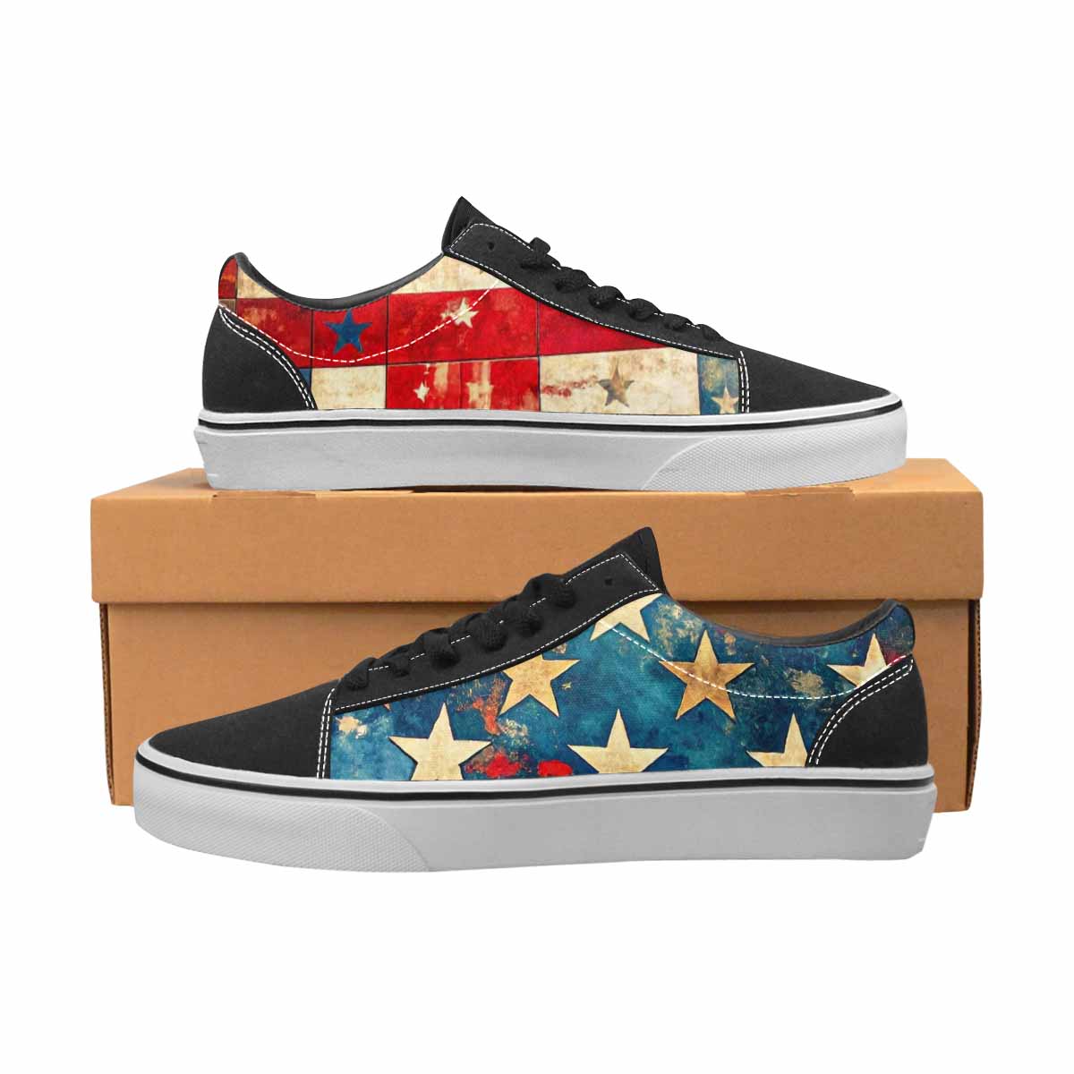 MEN'S American Flag Stars Canvas Lace-Up Vibrant Chaos Sneakers