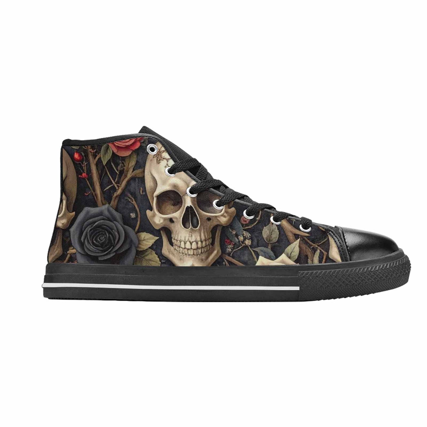 MEN'S Skulls - Roses High Top Canvas Vivid Custom Sneakers