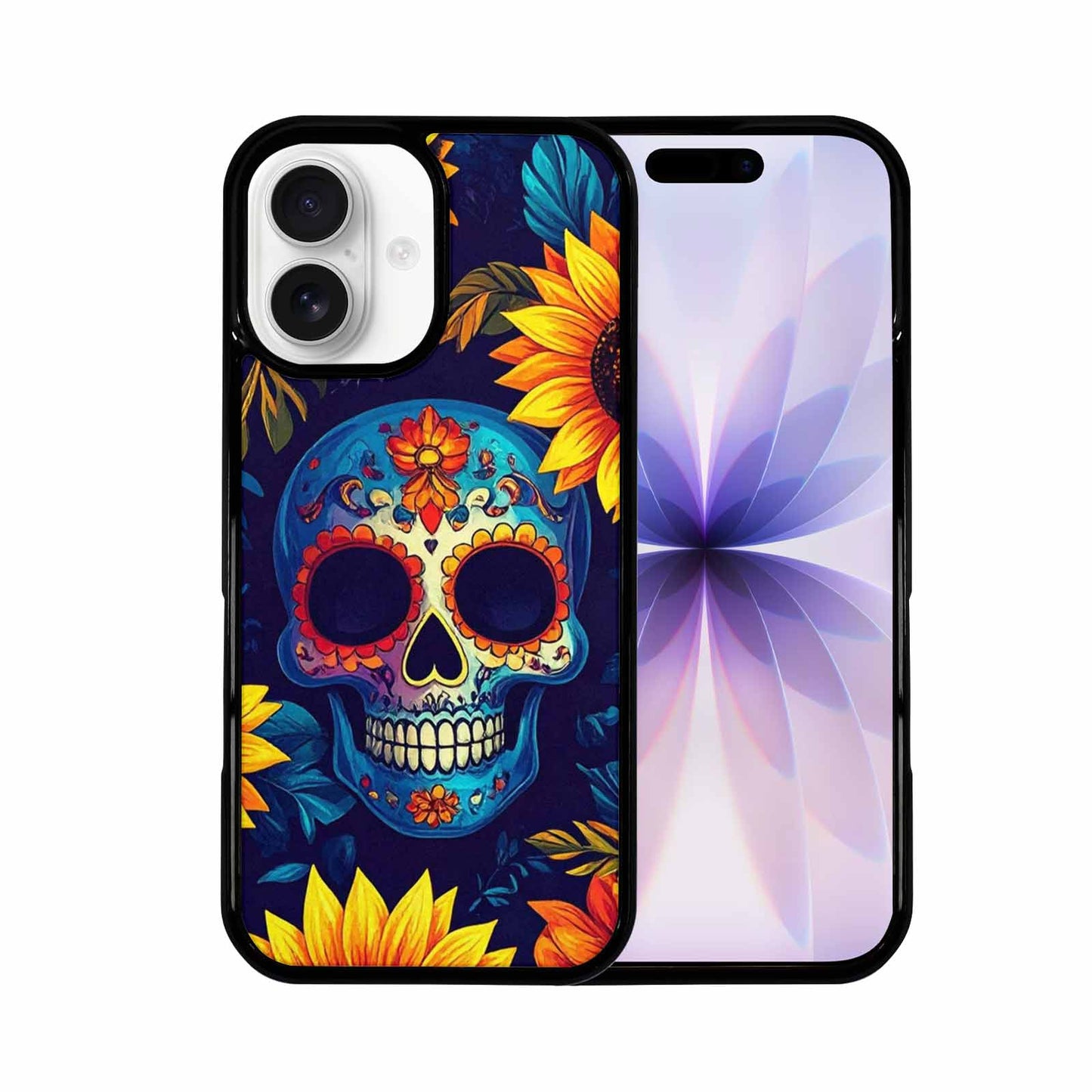 iPhone 17 Case — Sunflowers Skulls Art Seamless Gothic Skulls, Custom Art Phone Cover