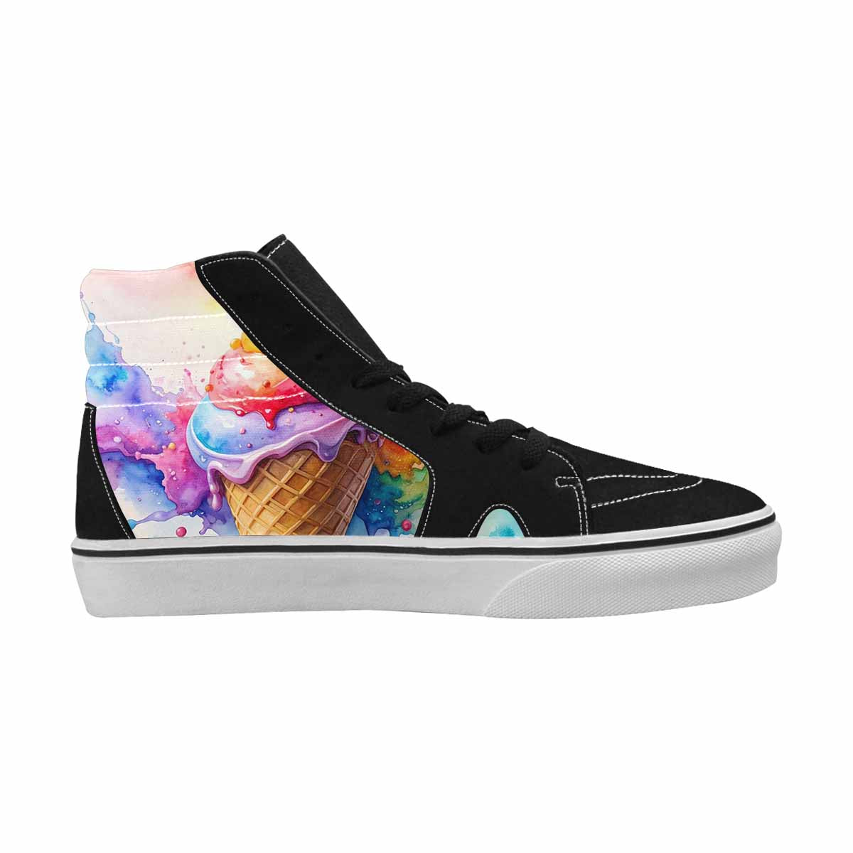 WOMEN'S Melting Icecream Collage High Top Canvas Surreal Shoes