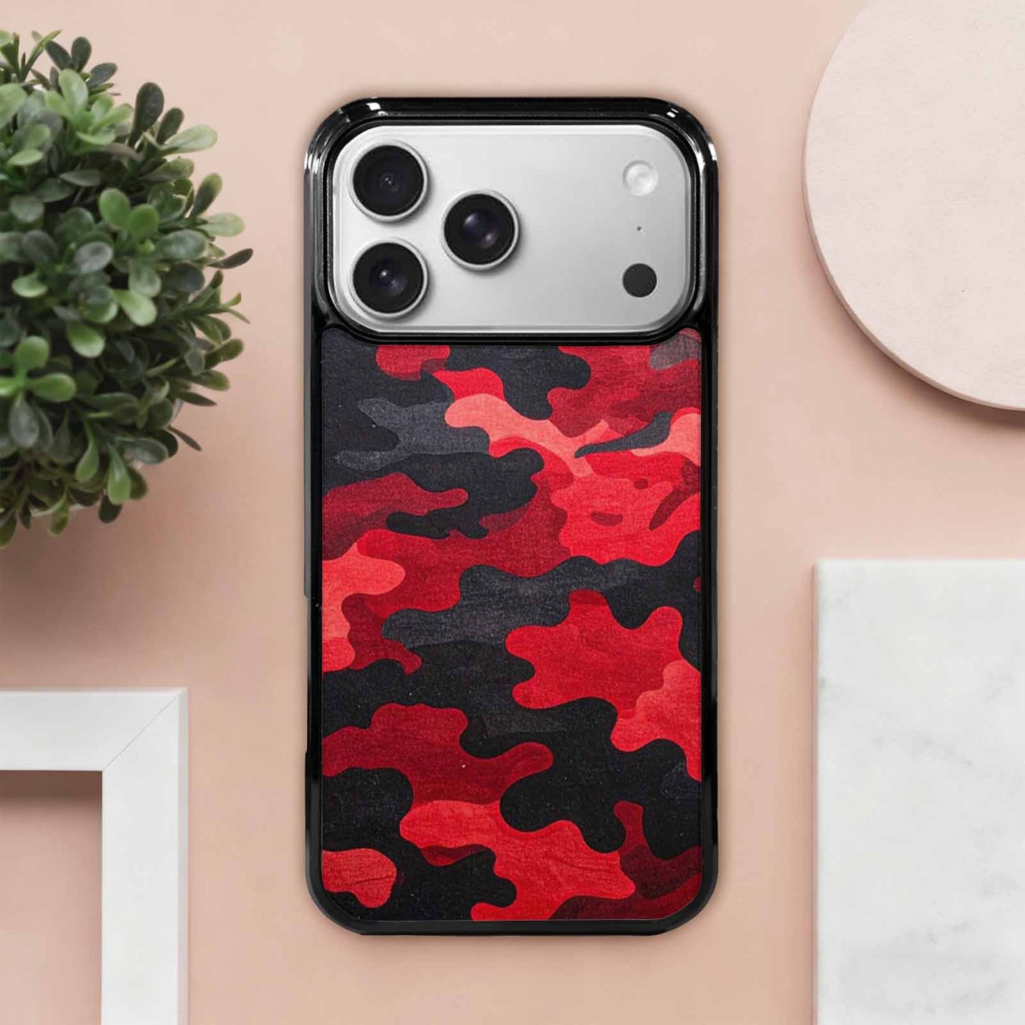 iPhone 17 Pro Max Case — Tactical Camo Red Black Custom Camo, Custom Made Phone Cover