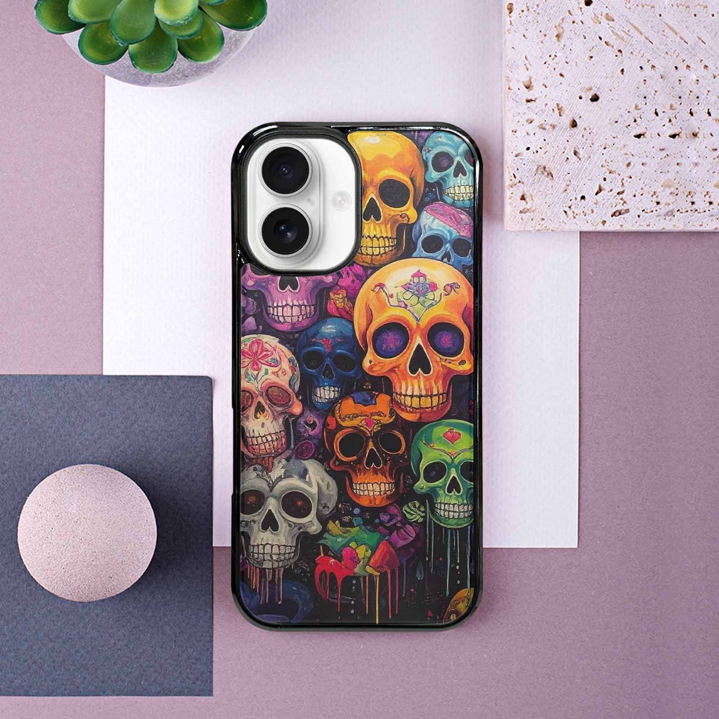 iPhone 16 Case — Skulls General Skulls Pattern, Unique Phone Case Design