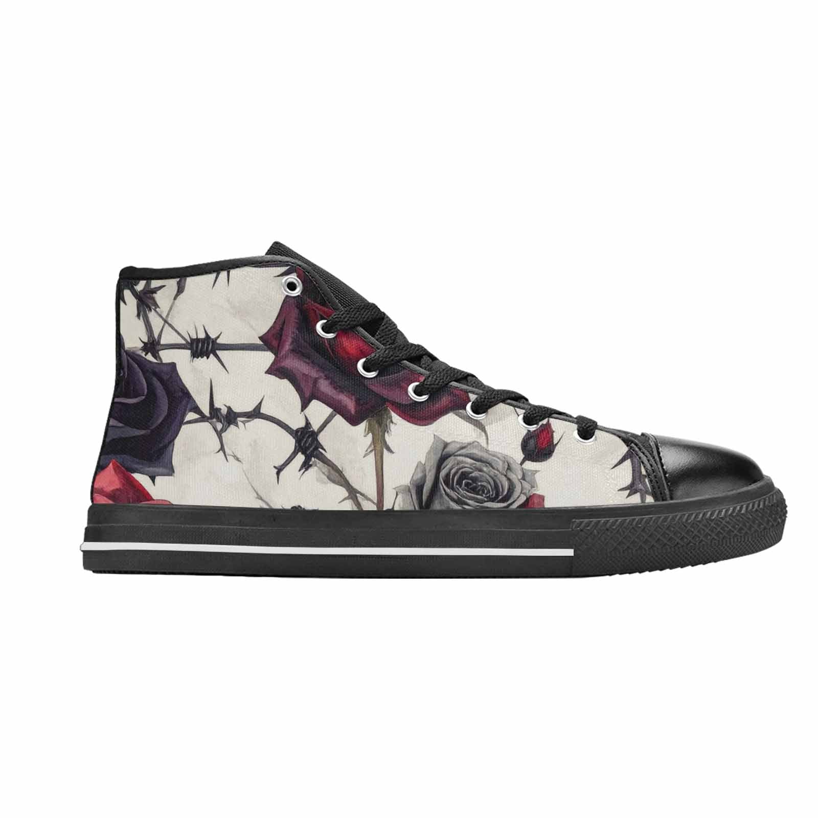 MEN'S Black Gothic Rose High Top Canvas Vibrant Chaos Custom Sneakers
