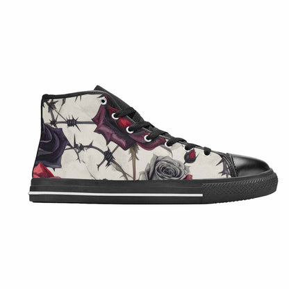 MEN'S Black Gothic Rose High Top Canvas Vibrant Chaos Custom Sneakers
