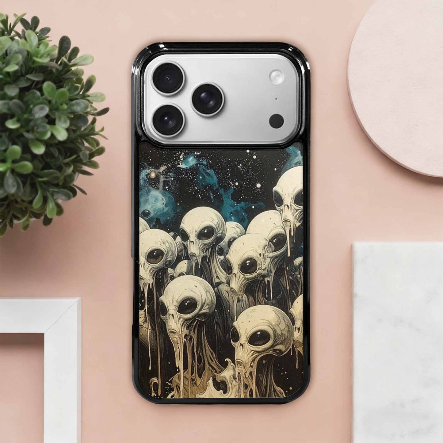 iPhone 17 Pro Max Case — Melting Aliens Pattern Alien Scifi, Custom Designed Case Cover