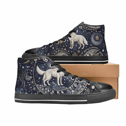 WOMEN'S Wolves Everywhere Collage High Top Canvas Dark Academia Sneakers