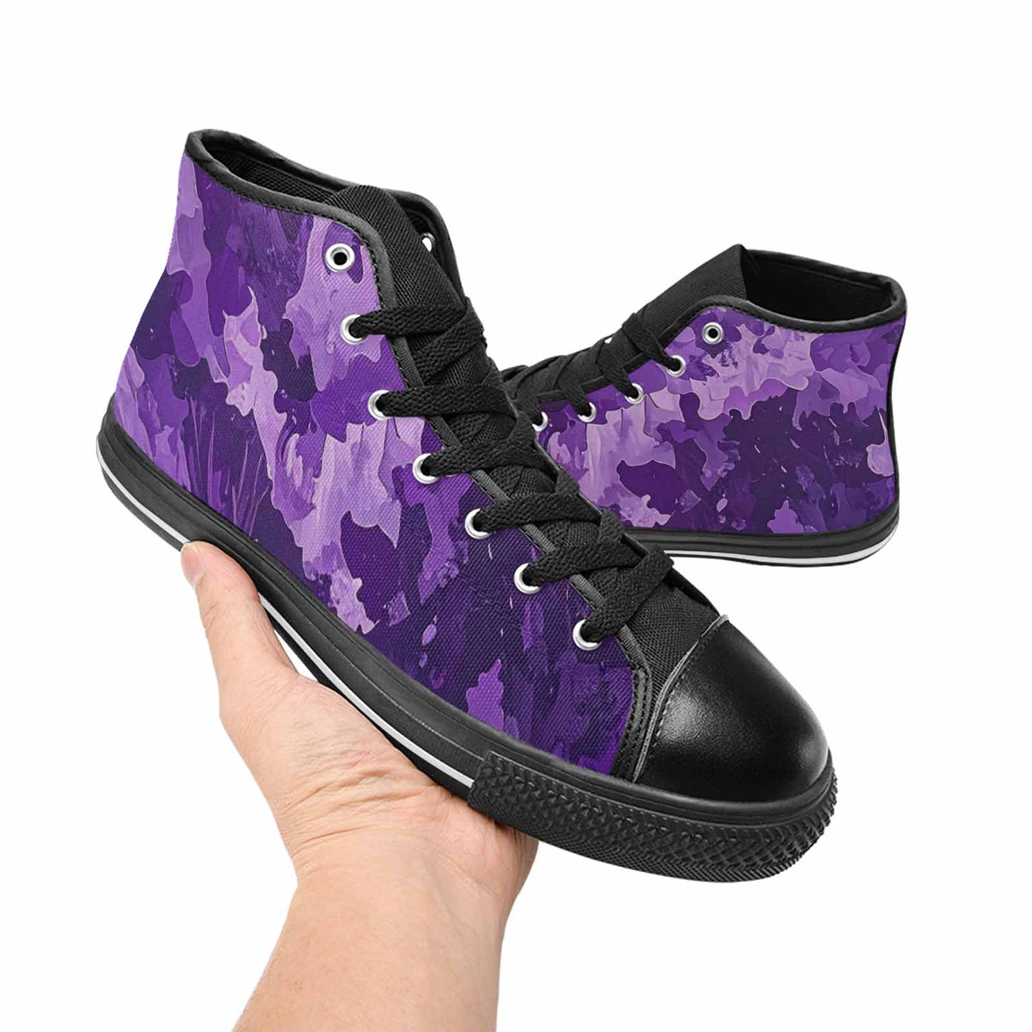 WOMEN'S Military Camouflage Blotch High Top Canvas Vibrant Chaos Shoes