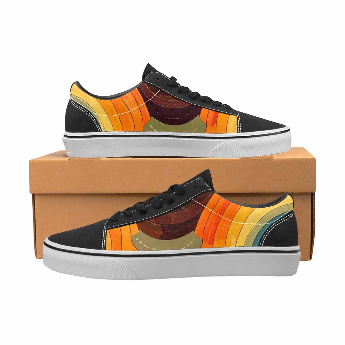 WOMEN'S Groovy 70S Peace Canvas Lace-Up Neon Fantasy Custom Sneakers