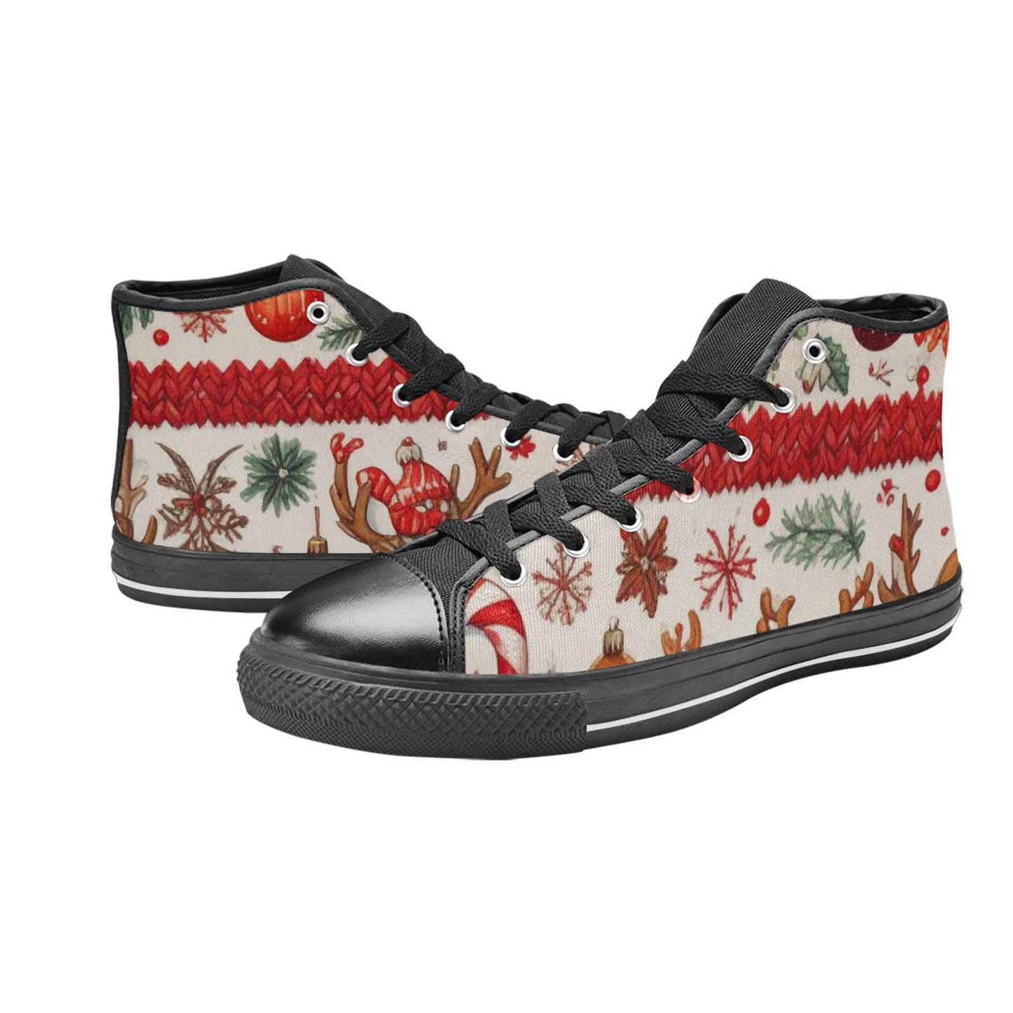 MEN'S Christmas Holly Snowflake High Top Canvas Cottagecore Sneakers